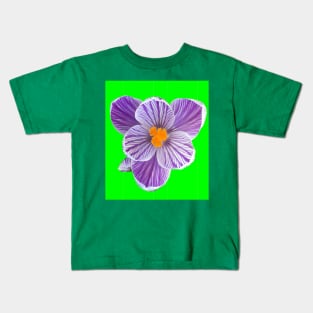 Stripy Purple Crocus (neon version) Kids T-Shirt